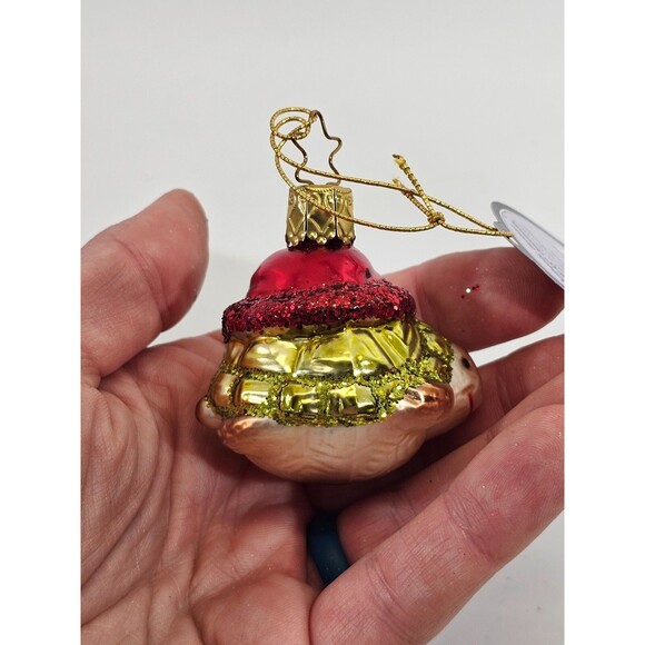 KSD VINTAGE Inge-Glas Blown Glass Christmas Tree Ornament Santa Turtle W Hat NEW - Picture 5 of 7